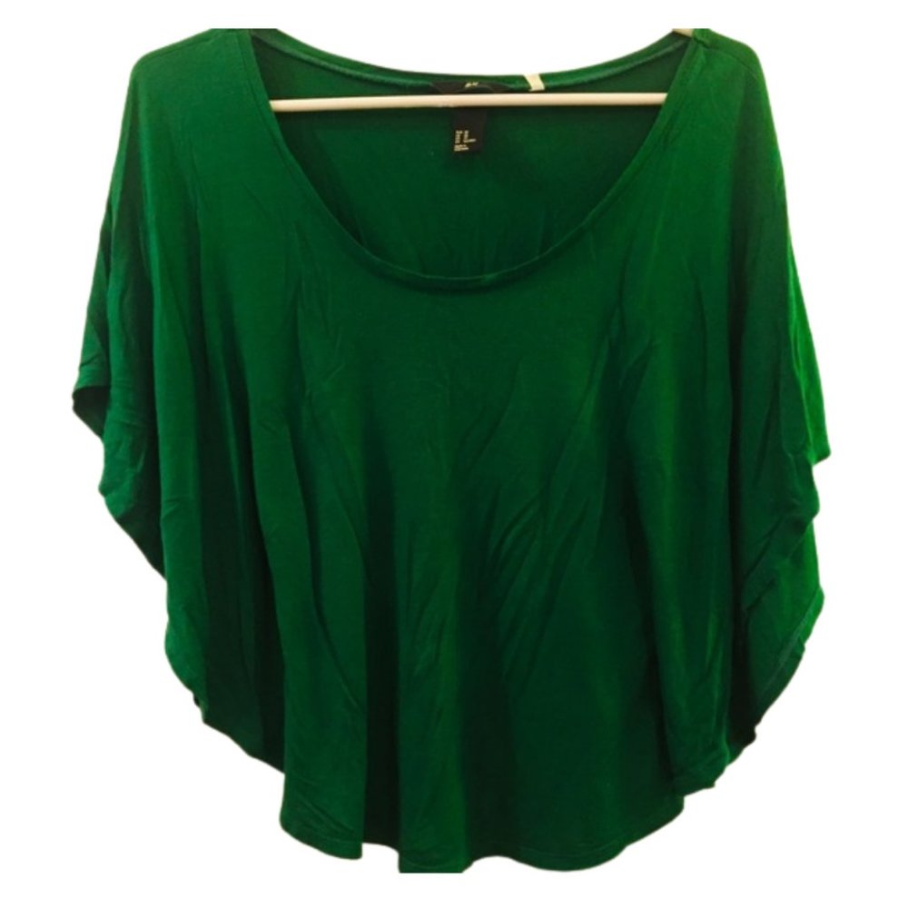 H&M Green Flowy Poncho Blouse
